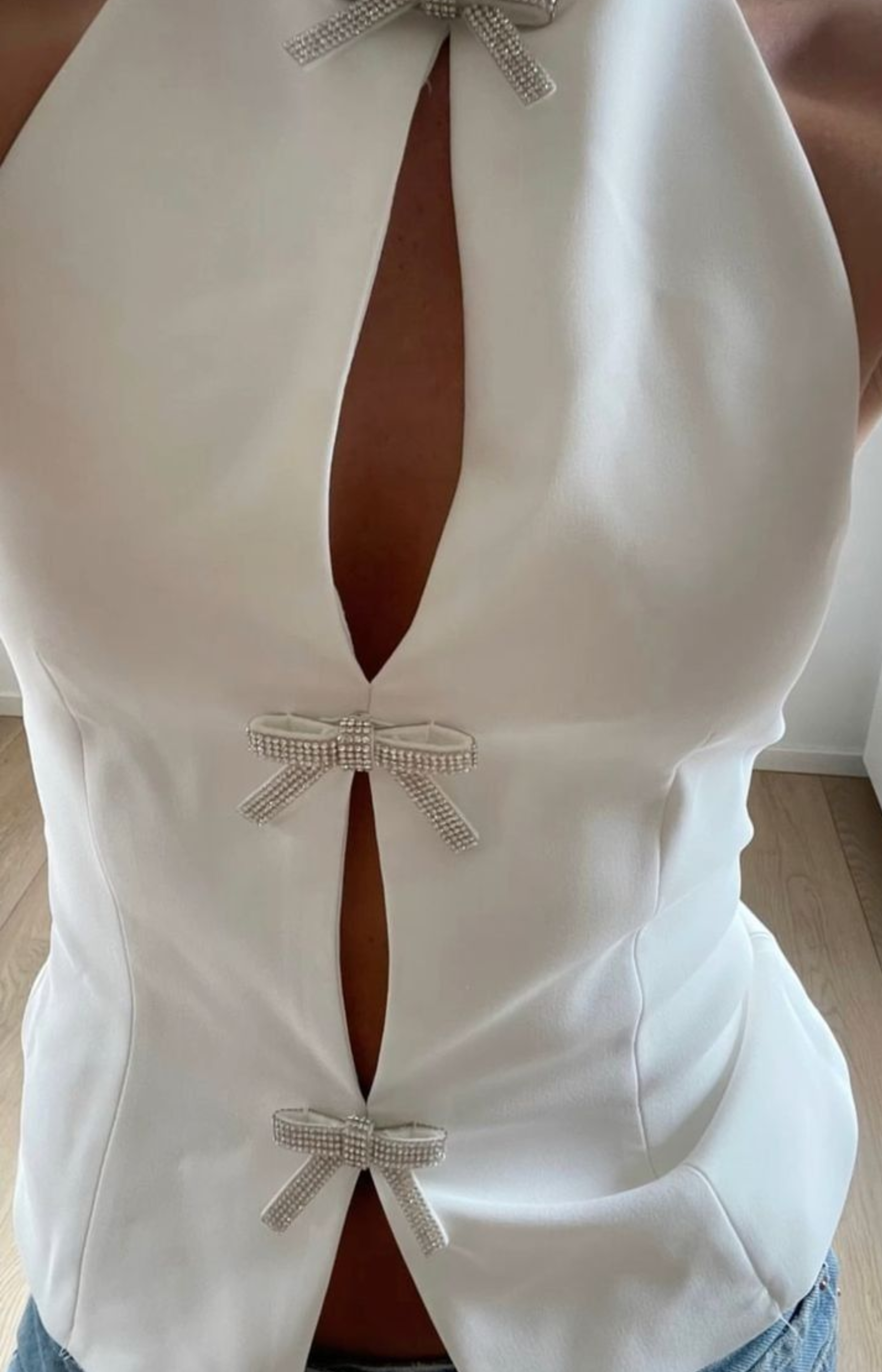 "Glitter" Top mit Schleifen