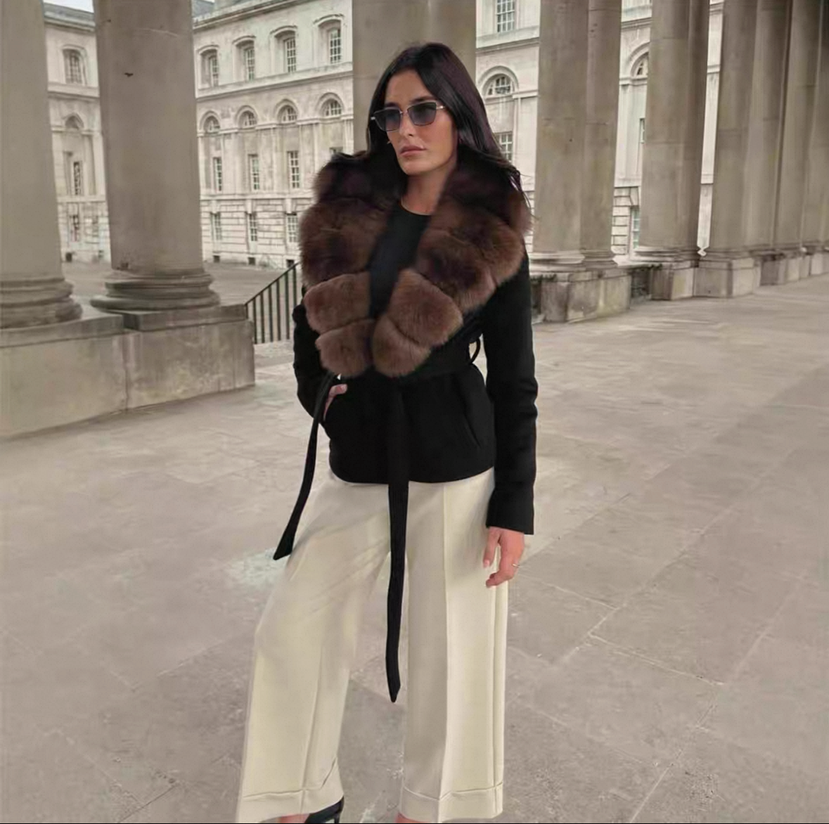 "Koko" Mantel mit Fellkragen